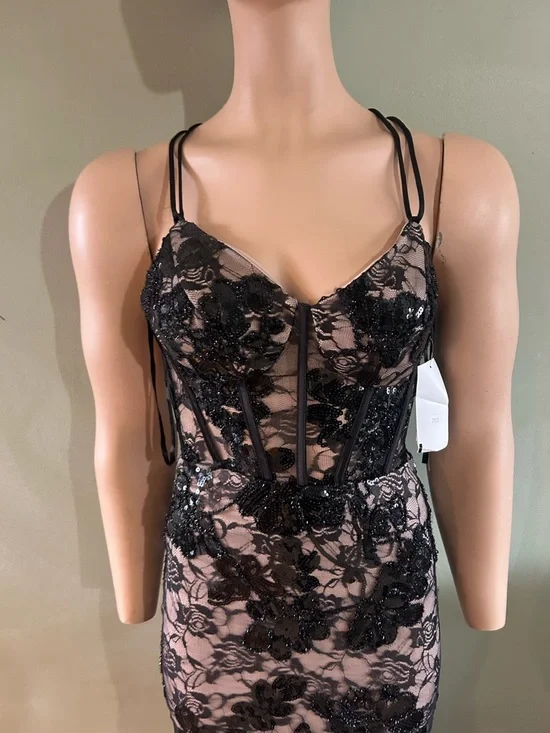 BLONDIE NITES DEBBIE" LONG SEQUIN CORSET TRUMPET GOWN SIZE 1 NWT - Picture 7 of 14